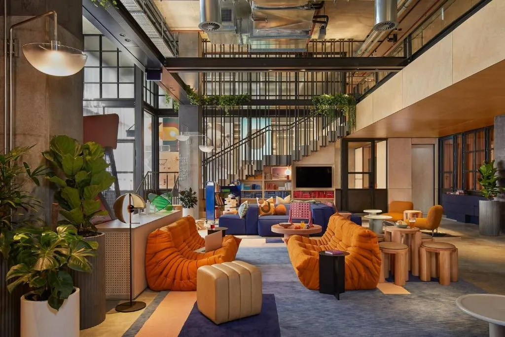The social lounge at Moxy Sydney Airport